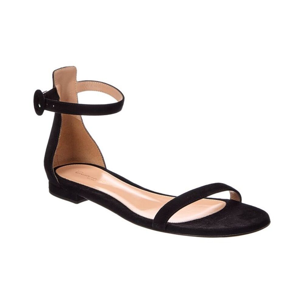 Gianvito Rossi Suede Sandal, Black